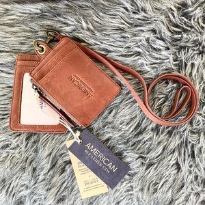 NWT American Leather 2 wallet lanyard with ID slot